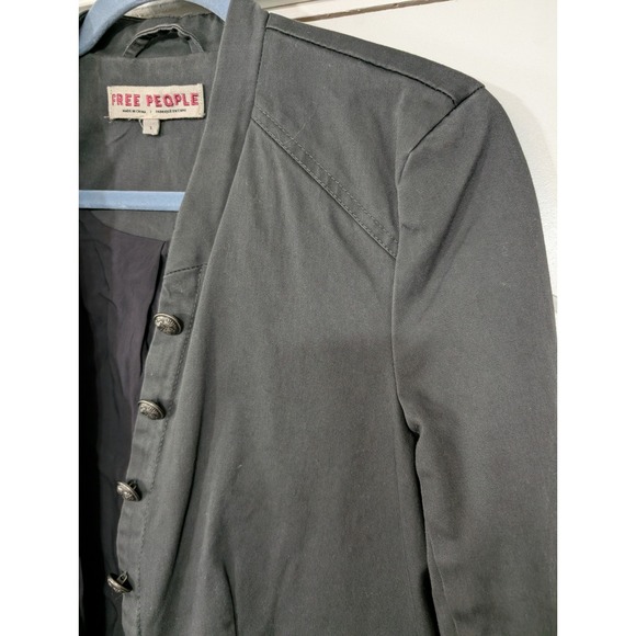Free People Ruffled Romance Military Jacket Blazer Gray Size Small steampunk - Picture 4 of 10
